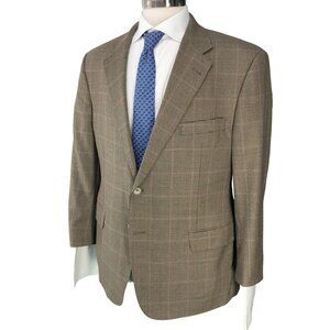 Hickey Freeman Sport Coat Mens 43S Windowpane Houndstooth Loro Piana Tasmanian